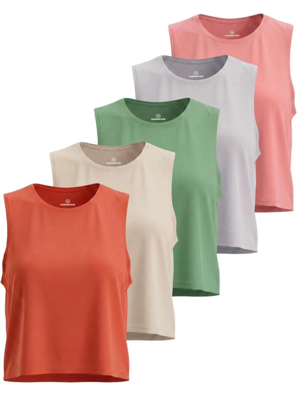 5 Pack Women's Sleeveless Crop Tank Tops - Dry Fit Athletic Gym & Yoga Wear